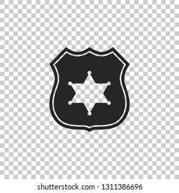 Police badge icon isolated on transparent background. Flat design. Vector Illustration