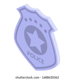 Police badge icon. Isometric of police badge vector icon for web design isolated on white background