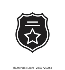 Police badge icon Line Art Logo set