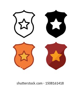 Police badge icon. With outline, glyph, filled outline and flat style