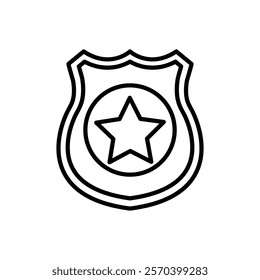 Police badge icon Outline thin set