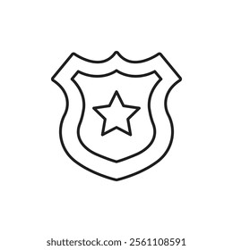 Police badge icon Outline vector line symbol