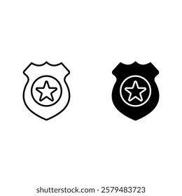 Police badge icon set color editable