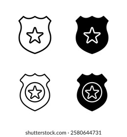 Police badge icon set color editable