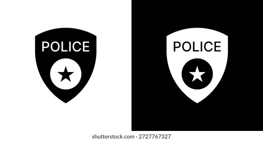 Symbolsatz für Polizeiabzeichen. flache Symbolsammlung. flache Linie Silhouette Set.