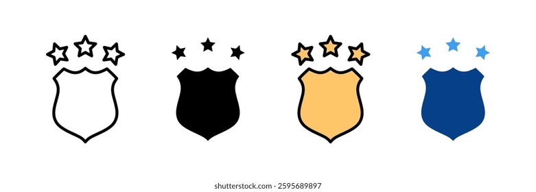 Police Badge Icon Set Multiple Style Collection