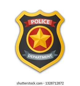Police badge icon. Shield with a star, vector illustration on white background