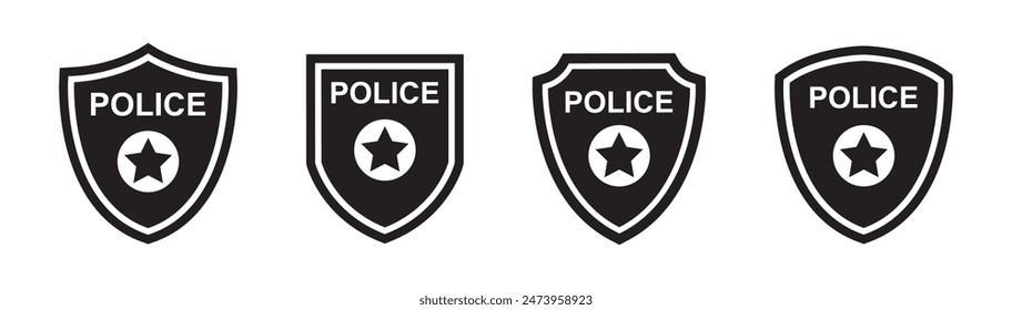 Police badge icon. Police shield icon, vector illustration