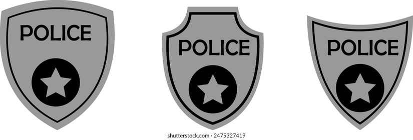 Police badge icon. Police shield icon, vector illustration