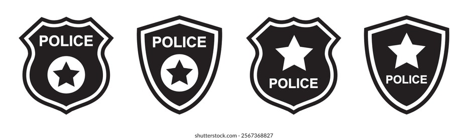 Police badge icon. Police shield icon, vector illustration