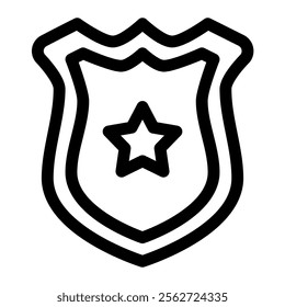 Police badge icon with simple and line style