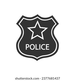 Police badge icon in simple style on a white background illustration