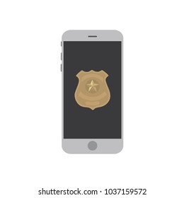 Police badge icon in a smartphone, vector illustration design. Police collection.