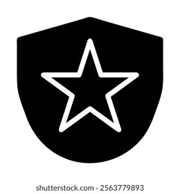 Police badge icon with star. Concept of law enforcement, security, and protection.