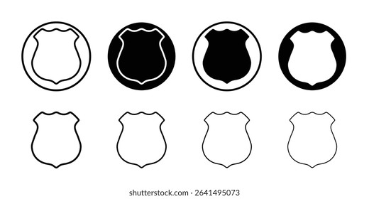Police badge icon Thin line illustration set vector