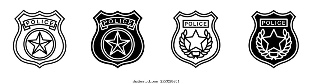 Police badge icon vector set. EPS10