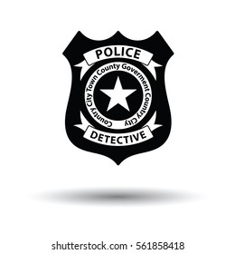 Police badge icon. White background with shadow design. Vector illustration.