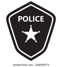 Police Badge.Law Icon.Justice Sign.Sheriff Star Emblem.Isolated On White Background. Vector Flat Illustration.