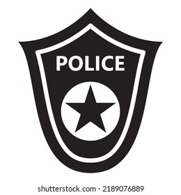 Police Badge.Law Icon.Justice Sign.Sheriff Star Emblem.Isolated On White Background. Vector Flat Illustration.