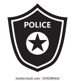 Police badge.Law icon.Justice sign.Sheriff star emblem.Isolated on white background. Vector flat illustration.
