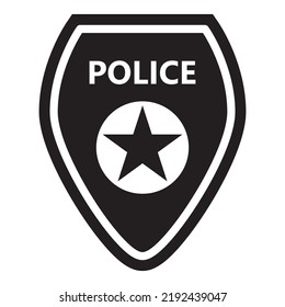 Police Badge.Law Icon.Justice Sign.Sheriff Star Emblem.Isolated On White Background. Vector Flat Illustration.