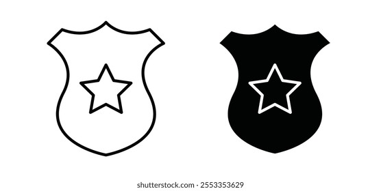 Police badge icons in black filled and outlined style