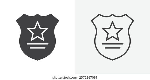 Police badge icons. flat and line style set