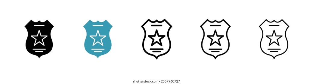 Police badge icons pack in black and blue.