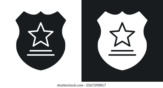 Police badge icons in solid black and white colors