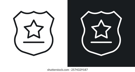 Police badge icons in thin black and white stroke liner style