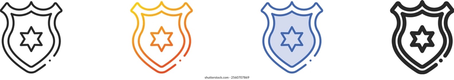 police badge icon.Thin Linear, Gradient, Blue Stroke and bold Style Design Isolated On White Background