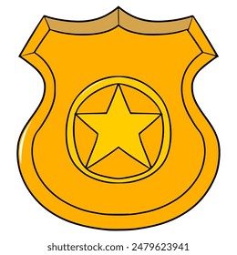 police badge illustration hand drawn isolated vector