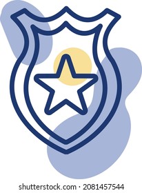 Police badge, illustration, vector, on a white background.