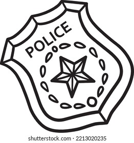 Police Badge Isolated Coloring Page for Kids