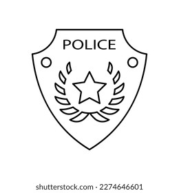 Police badge line icon design. isolated on white background. vector illustration