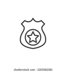 Police badge line icon. linear style sign for mobile concept and web design. Sheriff star badge outline vector icon. Symbol, logo illustration. Vector graphics