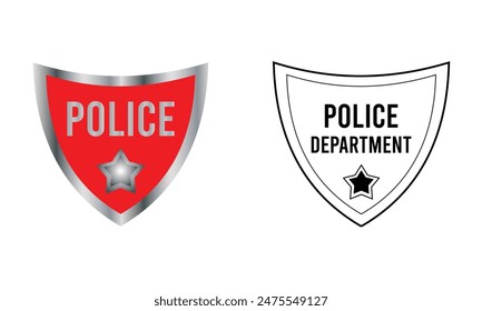 Police badge line icon, officer and law, shield with star sign, vector graphics, a linear pattern on a white background, Police badge icon.