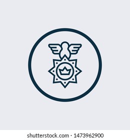 Police badge line icon, police and sheriff, officer badge sign, vector graphics, a linear pattern on a white background. Star icon isolated on white background. Star icon simple sign.