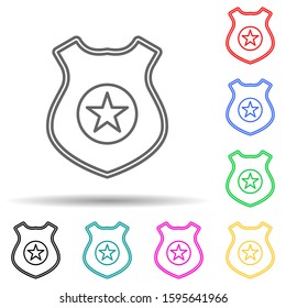 police badge multi color style icon. Simple thin line, outline vector of crime Investigation icons for ui and ux, website or mobile application