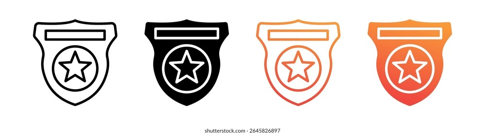 Police Badge Multi Style Icon Set Vector