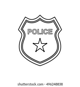 Police badge outline icon on the white background. Vector design