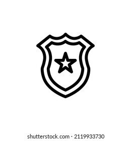 Police Badge With Outline Icon Vector