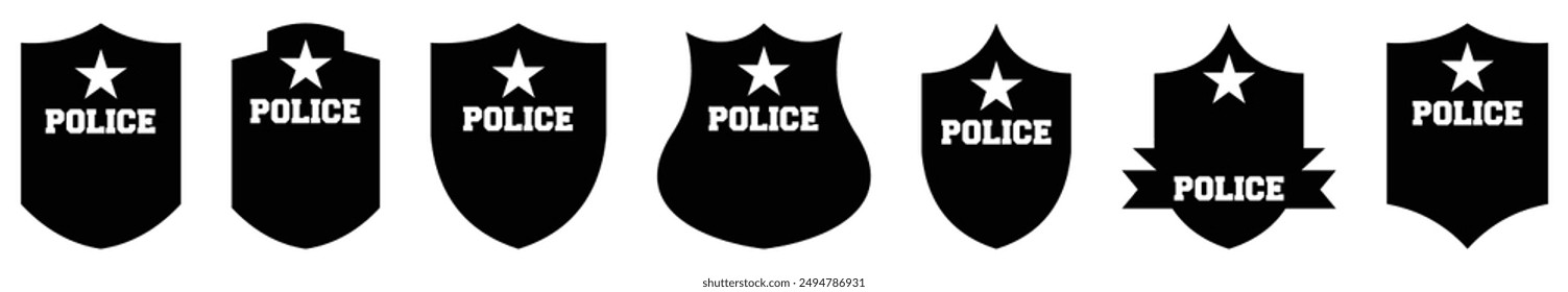 Police badge. Policeman badges collection. Police badge vector icons.