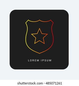 Police Badge Red & Orange gradient attractive line thin icon / logo design
