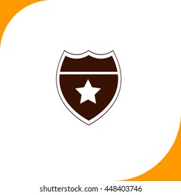 Police badge sign. Brown icon on white background
