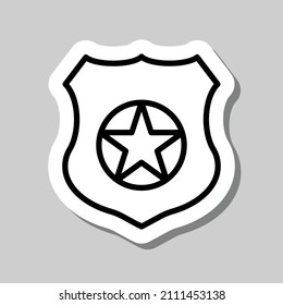 Police badge simple icon. Flat desing. Sticker with shadow on gray background.ai