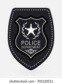 Police Badge Simple Monochrome Sign. Vector illustration Isolated on White Background