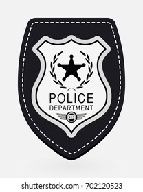 Police Badge Simple Monochrome Sign. Vector illustration Isolated on White Background