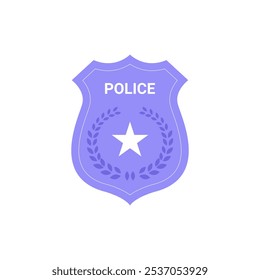 Police Badge With Star Emblem in Flat Vector Illustration Symbolizing Law Enforcement, Authority, and Security, Isolated on White Background