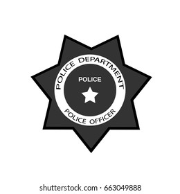 Police badge with star in flat style